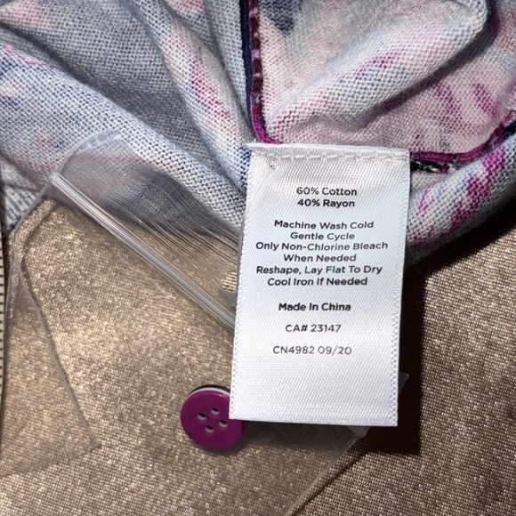 Talbots Charming Collection Blue & Pink Winding Paisley Cardigan Sweater Sz S - Picture 11 of 13